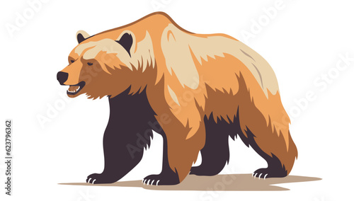 Grizzly bear. Image of a cute walking grizzly bear isolated on white.