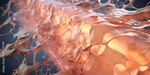 Microscopic view of bone fibre, generative Ai photo