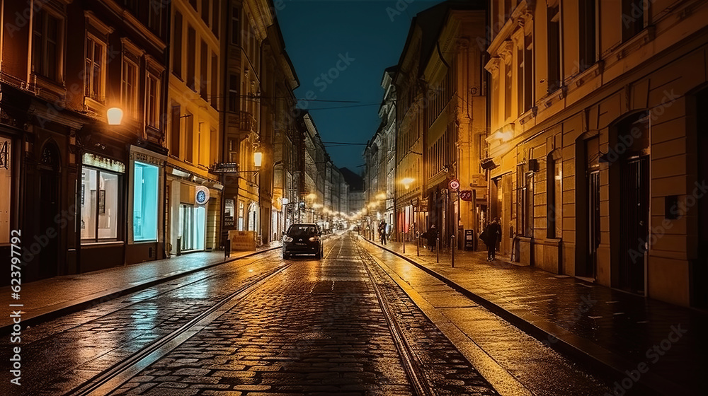 Embracing the Enigmatic Charm of the City Street at Night. Generative AI