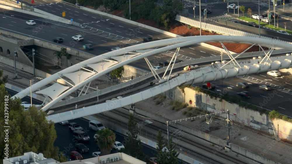Tel Aviv Ayalon road aerial drone view 4k Tel Aviv Ayalon road aerial drone view 4k