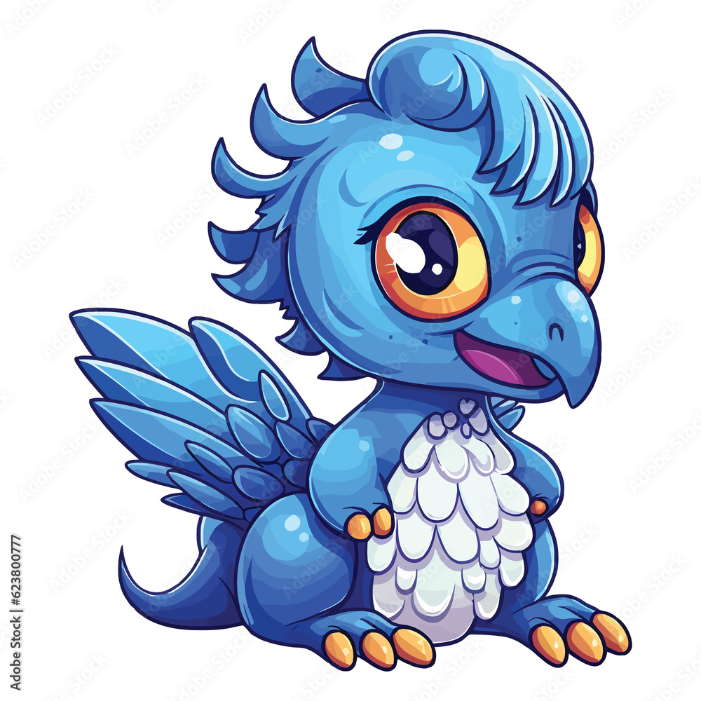 Naklejka premium Cute Citipati Dinosaur 2d Illustration