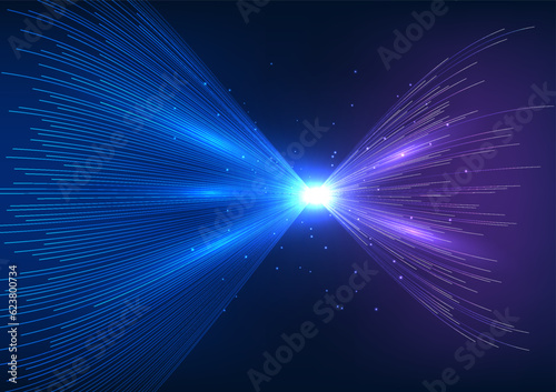 Big data technology Attractively overlapping light lines add an intriguing glow. Big data technology is collected and transmitted through high speed Internet networks.