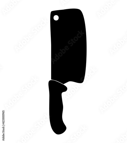 simple vector butcher knife, silhouette isolated on white