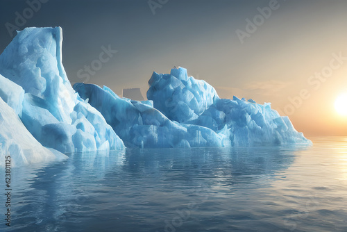 Iceberg melting due to global warming. Generative AI