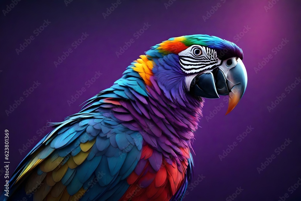 Fototapeta premium Blue And Purple Macaw Parrot | Ai Generative Image