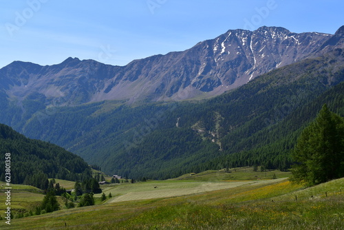 Schöne Landschaft mit Bergen im Schnalstal in Südtirol 