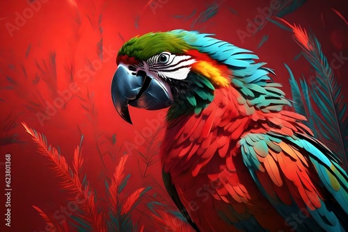 Red and Blue macaw parrot | Ai Generative art