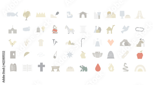 50 biblical icons set