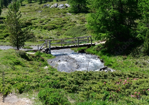 Eine Brücke über einen Bach im Schnalstal in Südtirol  photo