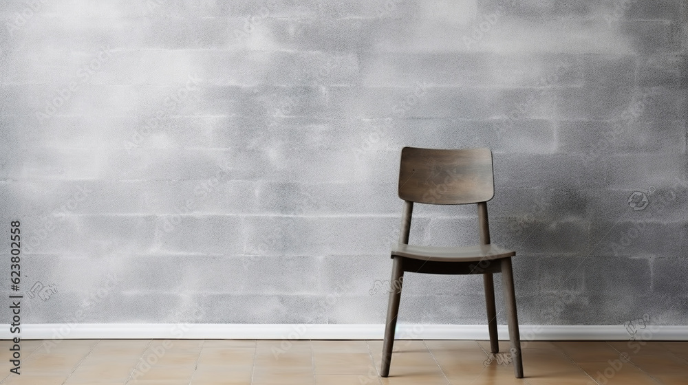 Embracing Empty Space with a Loft Style Chair Against a Blank Wall. Generative AI Embracing Empty Space with a Loft Style Chair Against a Blank Wall. Generative AI