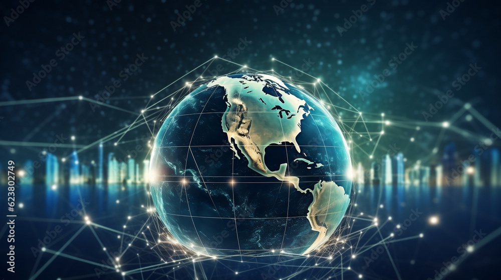 Communication technology and internet worldwide for business concept. Global world network connected and telecommunication on planet earth cryptocurrency, blockchain and IoT, Generative Ai Communication technology and internet worldwide for business concept. Global world network connected and telecommunication on planet earth cryptocurrency, blockchain and IoT, Generative Ai