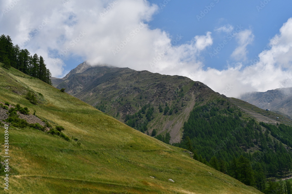 Schöne Landschaft mit Bergen im Schnalstal in Südtirol 