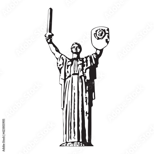 Illustration of Kiev's Motherland Statue, Symbol of Strength and Patriotism