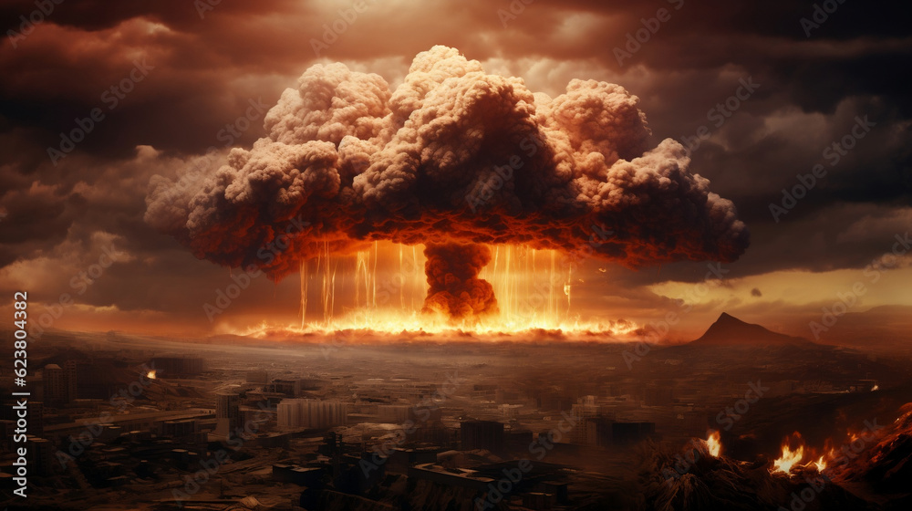 Nuclear bomb explosion in nuclear war, Generative Ai
