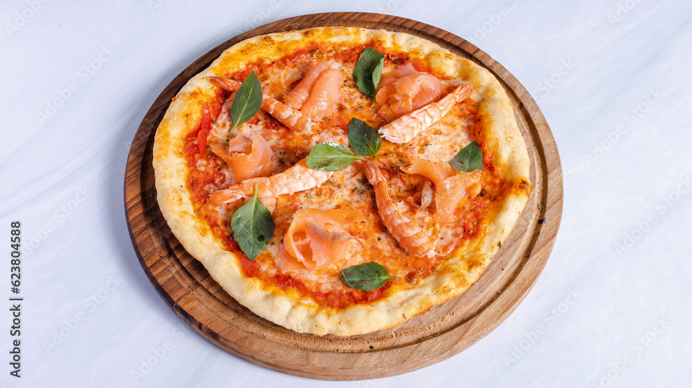 Smoked salmon pizza isolated Smoked salmon pizza isolated