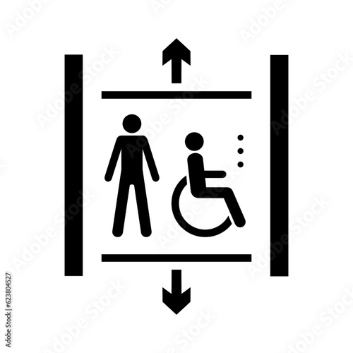 ISO 7001 AC 003: Accessible elevator or lift sign. Lift icon with arrow pointing down and up
