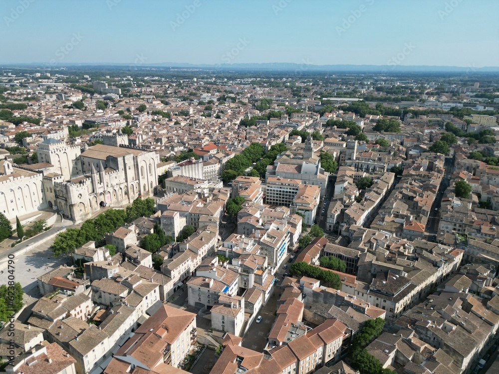 Avignon France  aerial drone .Old town centre