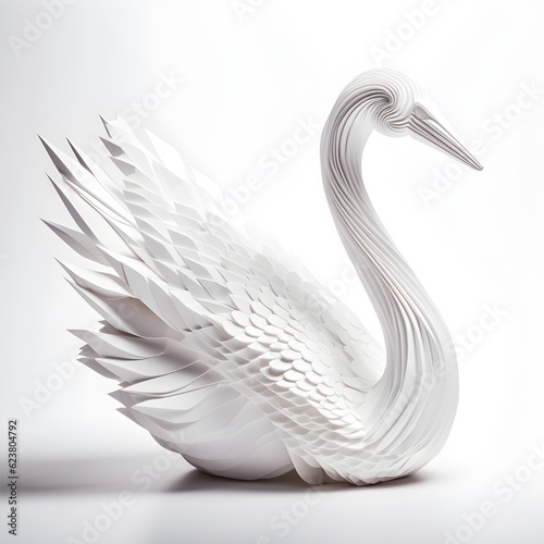elegant white origami swan sculpture © Neil