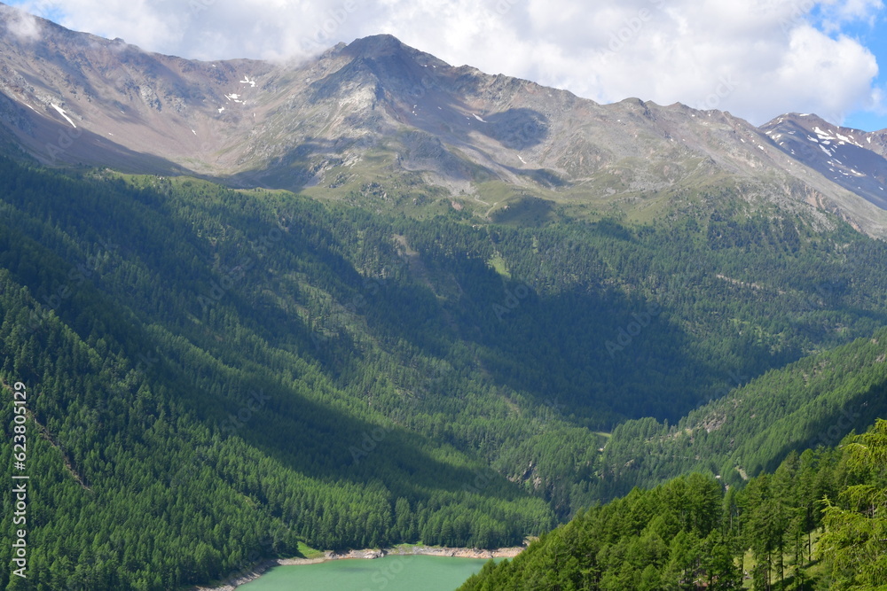 Obraz premium Schöne Landschaft mit Bergen im Schnalstal in Südtirol 