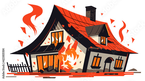 house with fire