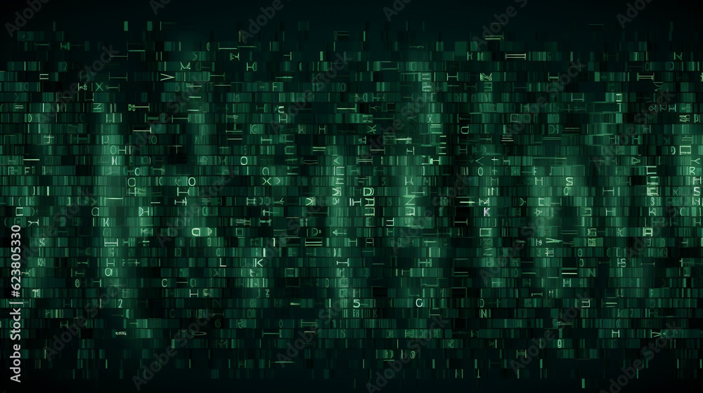 Soft green font in matrix style, Generative Ai Soft green font in matrix style, Generative Ai