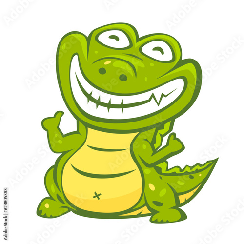Cartoon crocodile character design isolated on white background. Cute and funny animal design