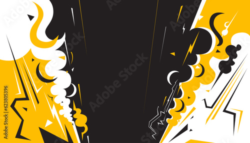 Party music decorated with rock and roll instruments on a background design template for a music festival banner or concert poster.