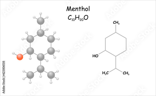 Stylized molecule model/structural formula of menthol.