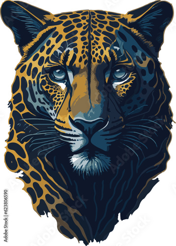 Vector illustration of a jaguar head for logo, symbol, sticker, tattoo t-shirt design, simple flat design on a white background	