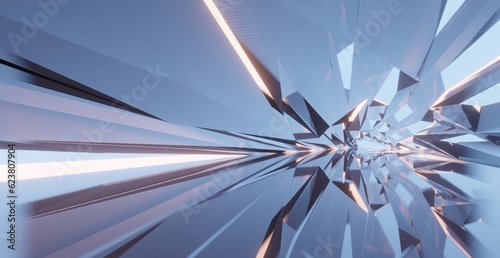 Fototapeta Naklejka Na Ścianę i Meble -  Futuristic abstract background crystal arched interior 3d render