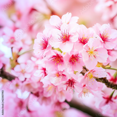 beautiful Flower Pink Wild Himalayan Cherry Cherry Blossom or Sakura Generative AI 