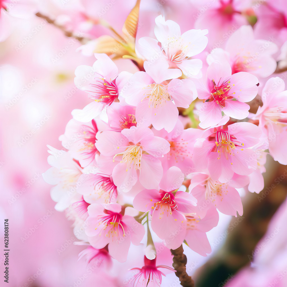 Beautiful Cherry blossom, pink sakura flower Generative AI Beautiful Cherry blossom, pink sakura flower Generative AI