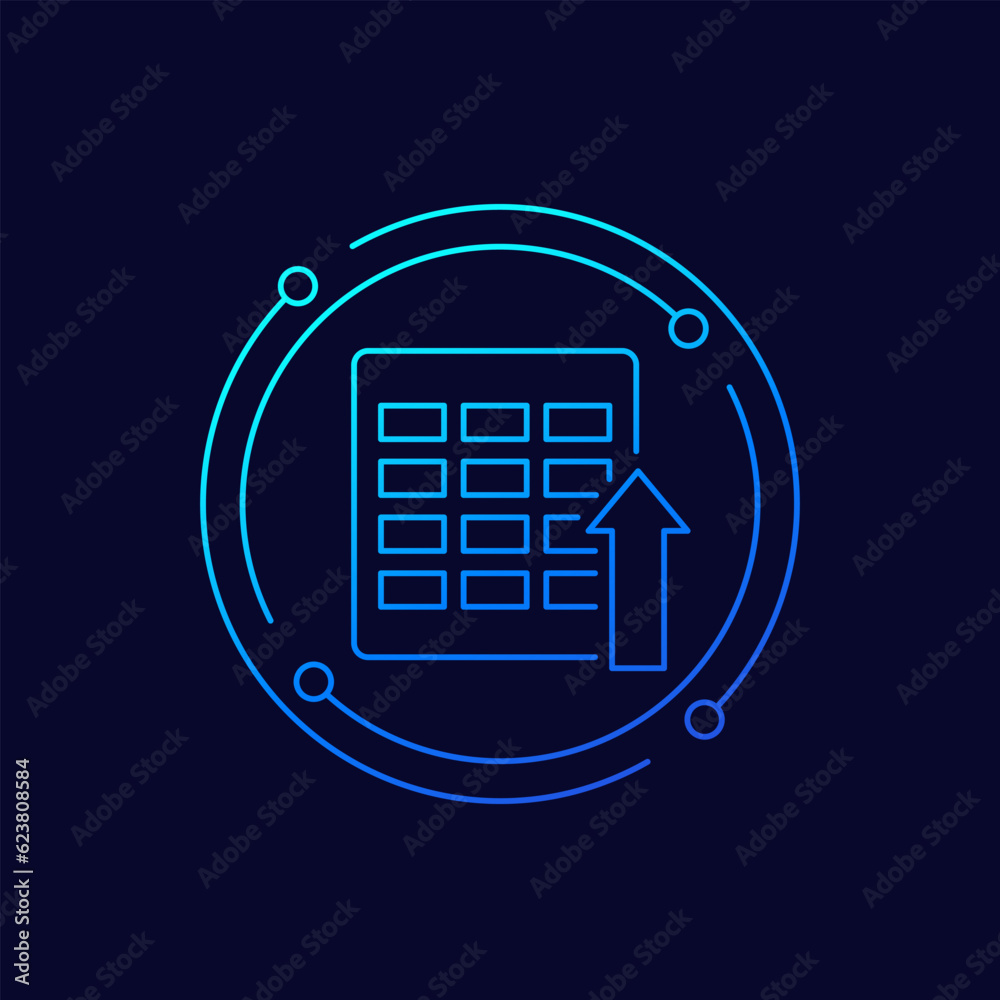 import icon with a spreadsheet, linear design import icon with a spreadsheet, linear design