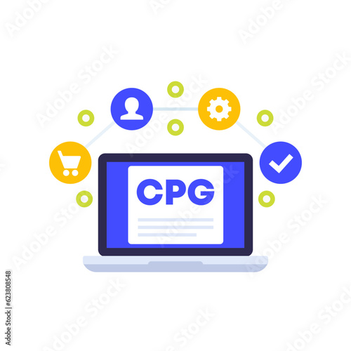CPG, Consumer packaged goods vector illustration