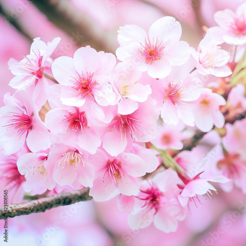 Beautiful Cherry blossom  pink sakura flower Generative AI 
