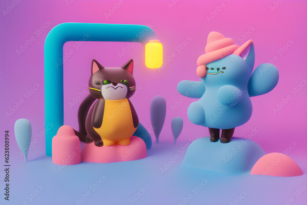 Fototapeta premium cat and mouse,generative AI ,생성형,인공지능