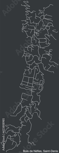 Detailed hand-drawn navigational urban street roads map of the BOIS-DE-NÈFLES QUARTER of the French city of SAINT-DENIS (LA RÉUNION), France with vivid road lines and name tag on solid background