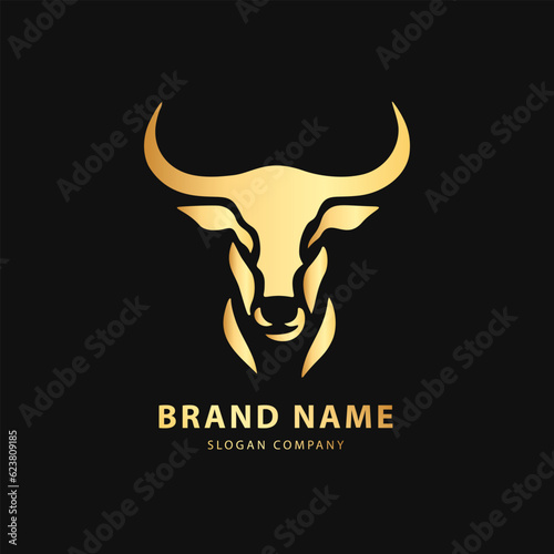 Bull logo. Premium logo for steakhouse, Steakhouse or butchery. Abstract stylized cow or bull head with horns symbol. Creative steak, meat logo.