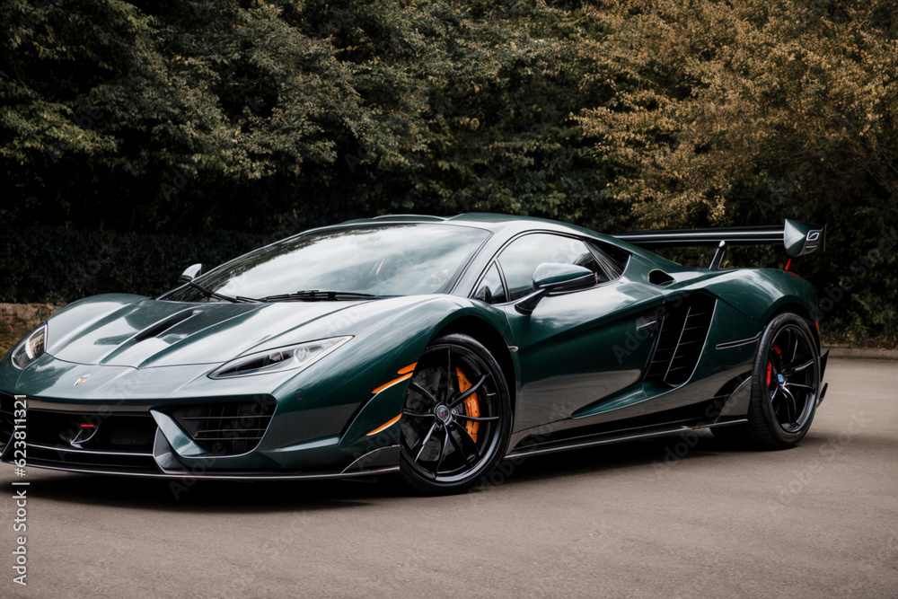 Naklejka premium Sports Car Wallpaper. Generative AI