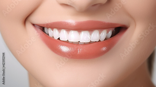 A captivating image of a woman with a brilliant white-toothed smile  showcasing the result of excellent dental care and a confident  happy expression. AI generated