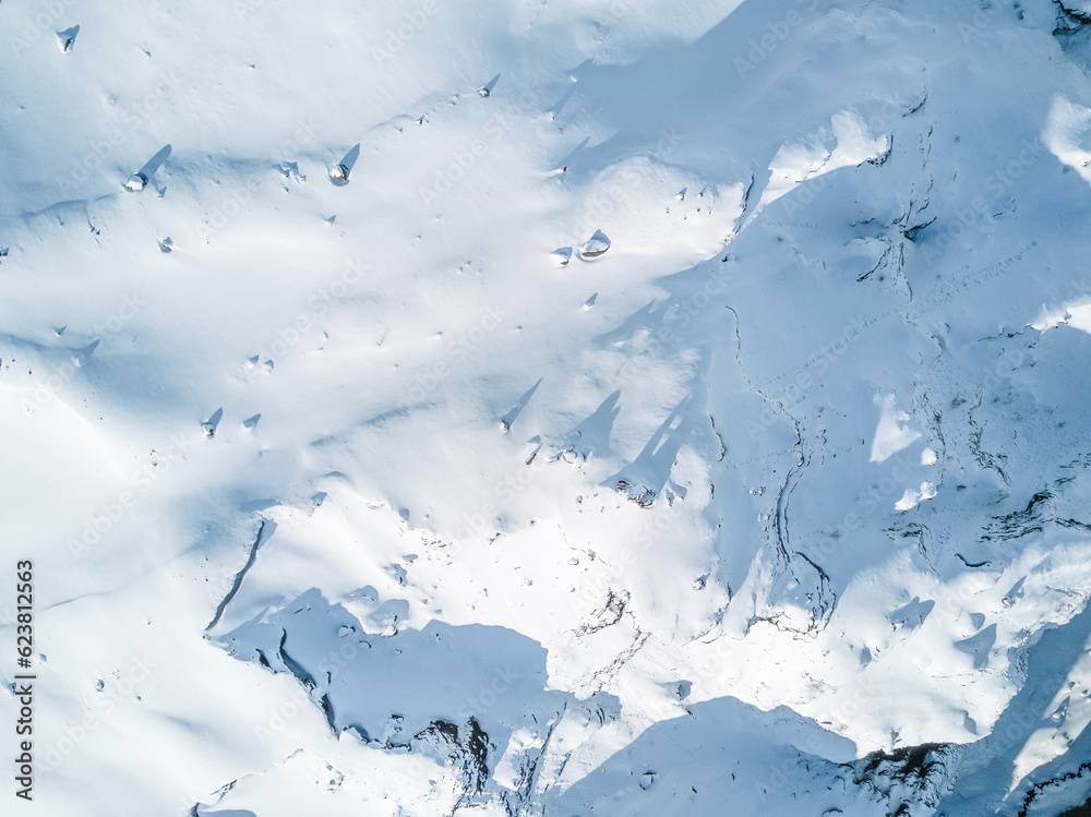 Snow covered valley from above in Iceland Snow covered valley from above in Iceland