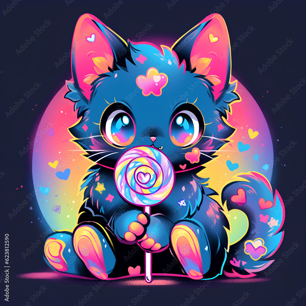 a cute cat with lollipop a cute cat with lollipop