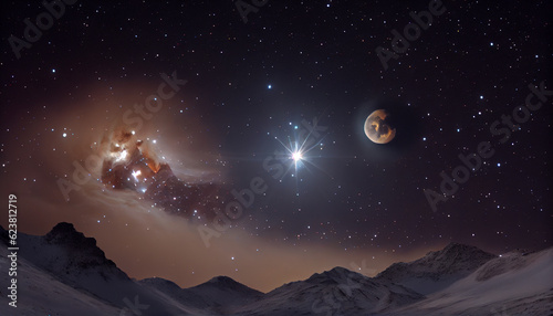 lunar landscape starry sky in space