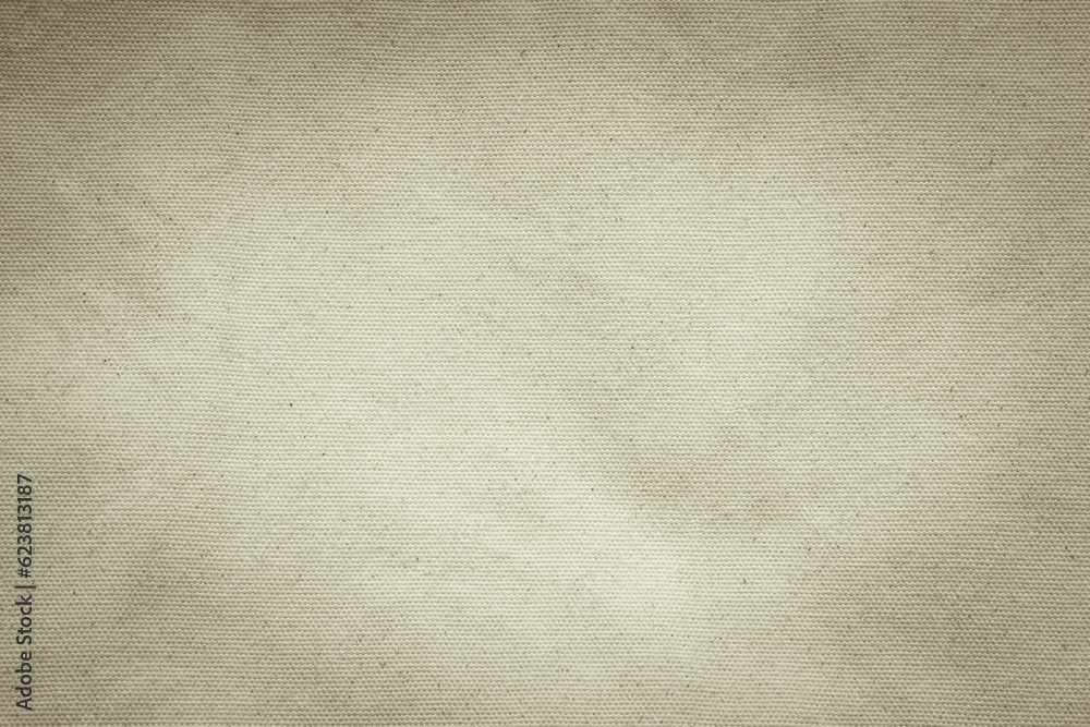 Obraz premium Hessian sackcloth woven texture pattern background in grunge old aged light cream beige brown color