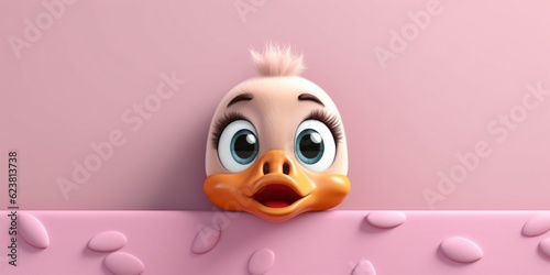 Duck little cute animal clay cartoon animation, AI Generated photo