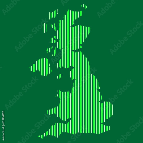 An out line of the UK in green. Symbolising renewavle energy