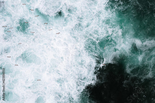 Aerial Photography of Waves in the stormy Ocean