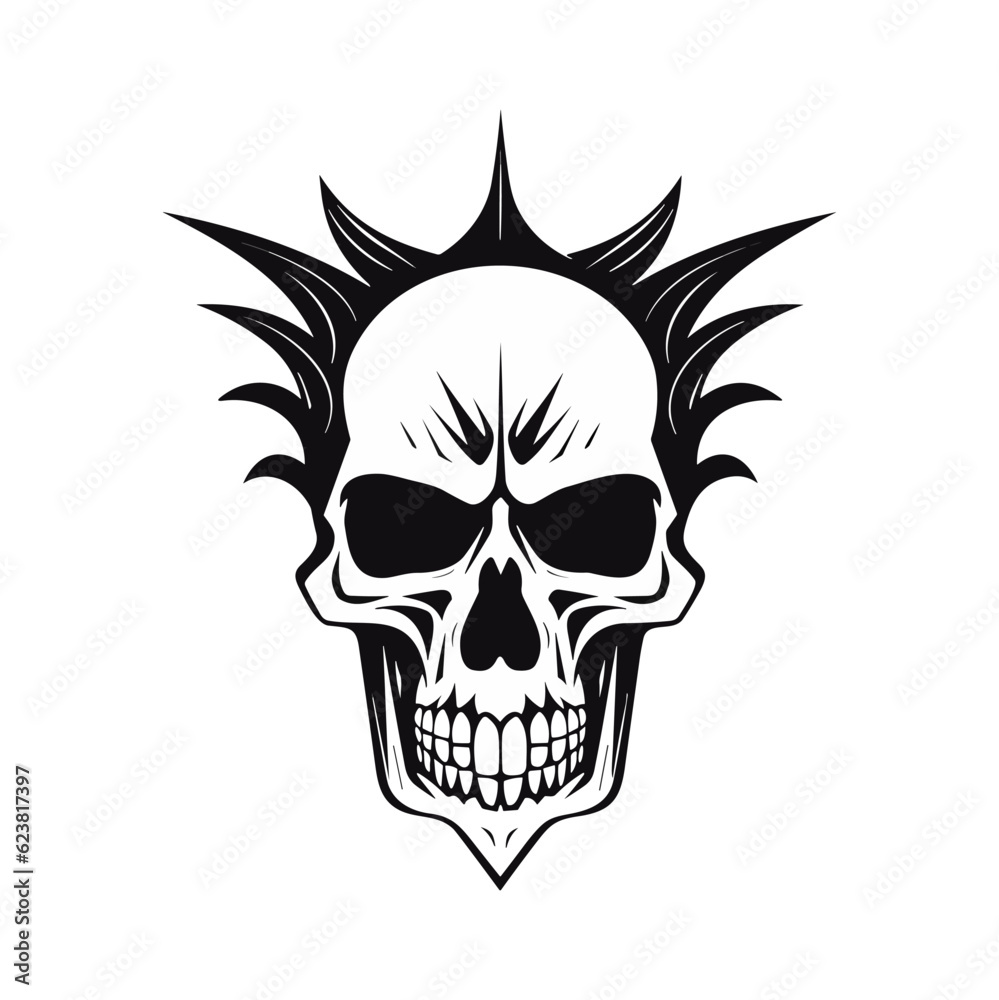Black and white skull vector illustration. Black and white skull vector illustration.