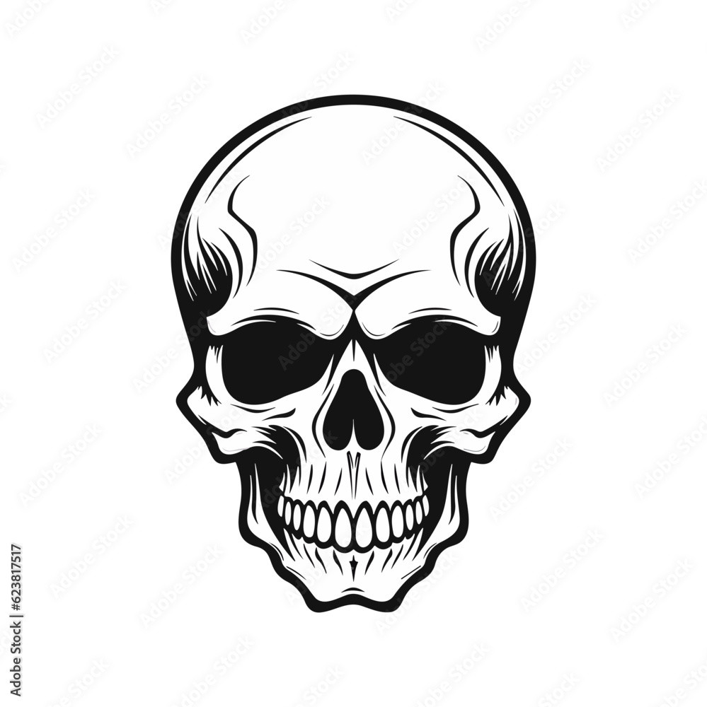 Black and white skull vector illustration. Black and white skull vector illustration.