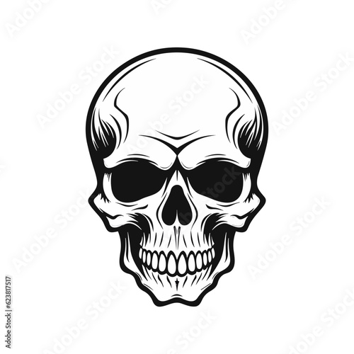 Black and white skull vector illustration.